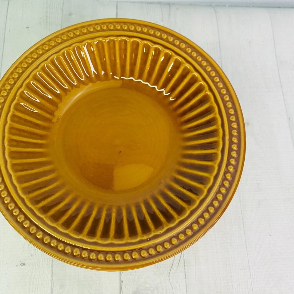 Gibson REGENT PARK Golden Brown Stoneware  Embossed Dots Soup Cereal Bowls Set 6 - Picture 4 of 10